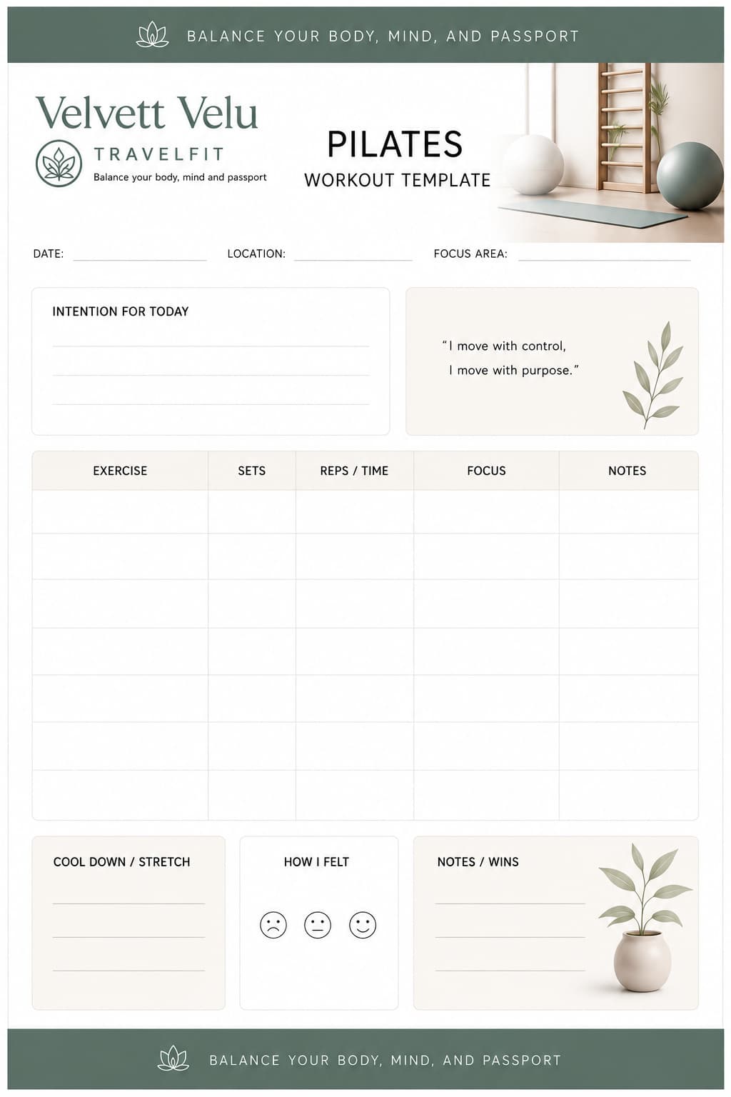 Velvett Velu Travelfit pilates workout template